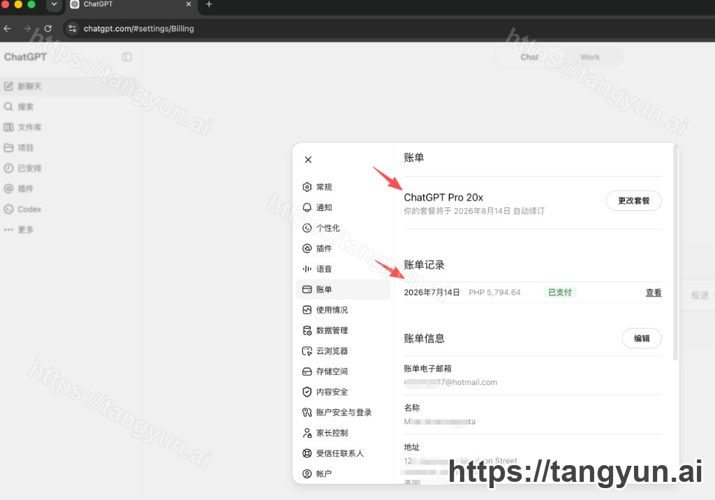 订阅官方充值账单示例（脱敏）